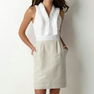 White and metallic gold dress